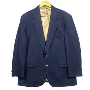 Stanley Blacker Mens Navy Blue 100% Wool Blazer Sport Coat Gold Buttons 46R